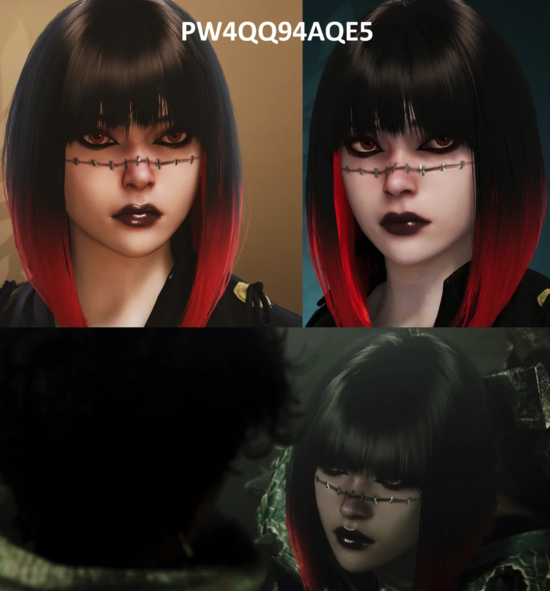 cyberpunk character gothic stitches ombre hair